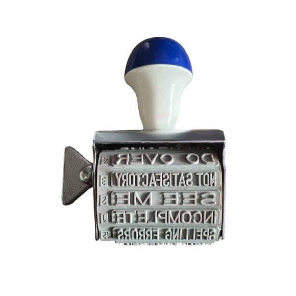 Vintage‎ W.T Rogers Teacher Rubber Stamp With 2 Different Phrases Brand New - Picture 4 of 6